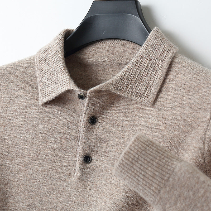 Polo uomo – Cashmere premium – Manica lunga – Vestibilità classica elegante