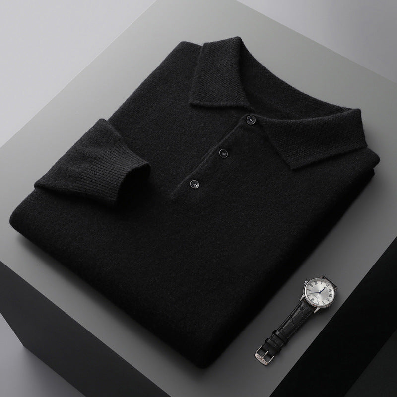 Polo uomo – Cashmere premium – Manica lunga – Vestibilità classica elegante