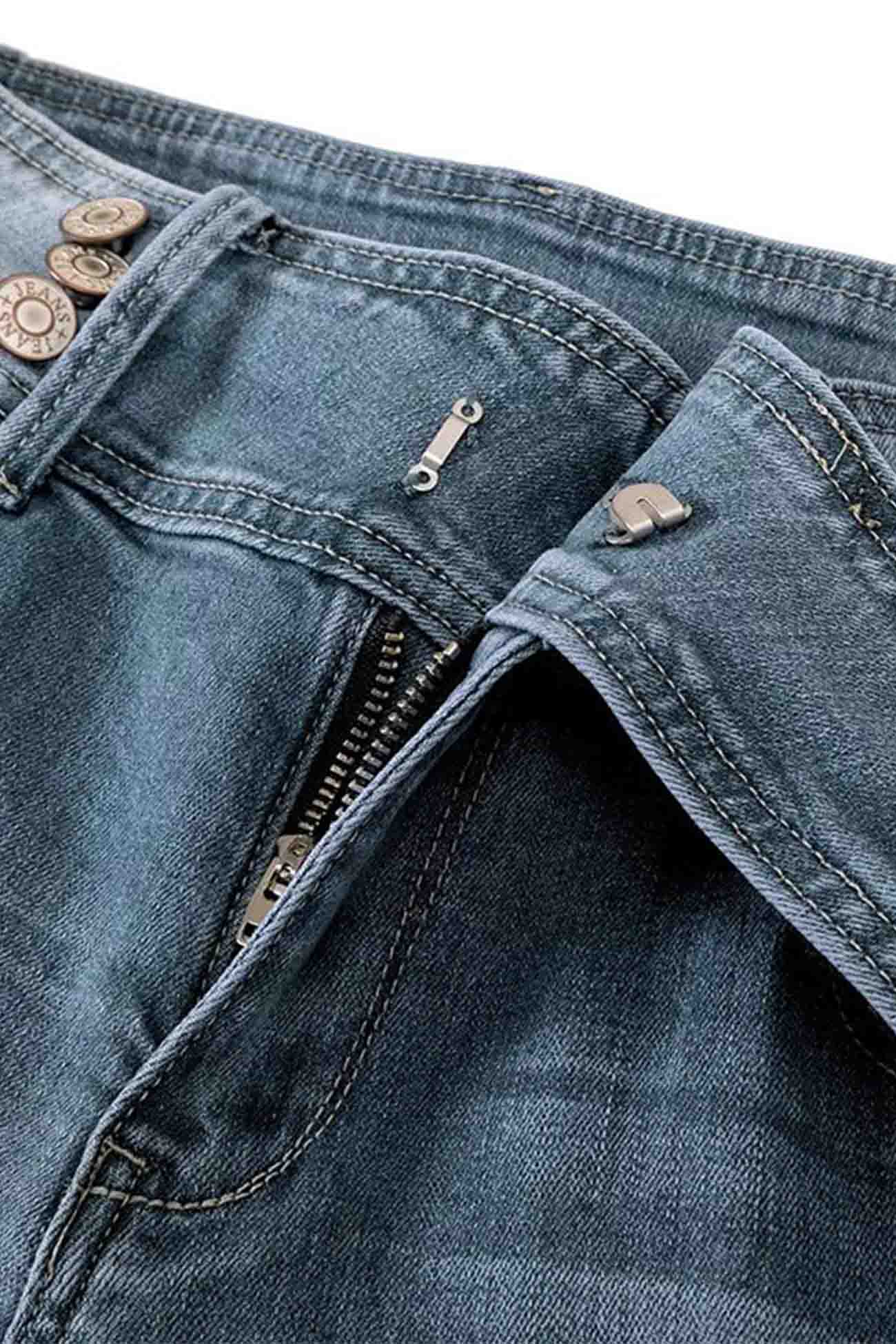 Jeans Flare a Vita Media con Bottoni Laterali - Stile Rétro e Comodo