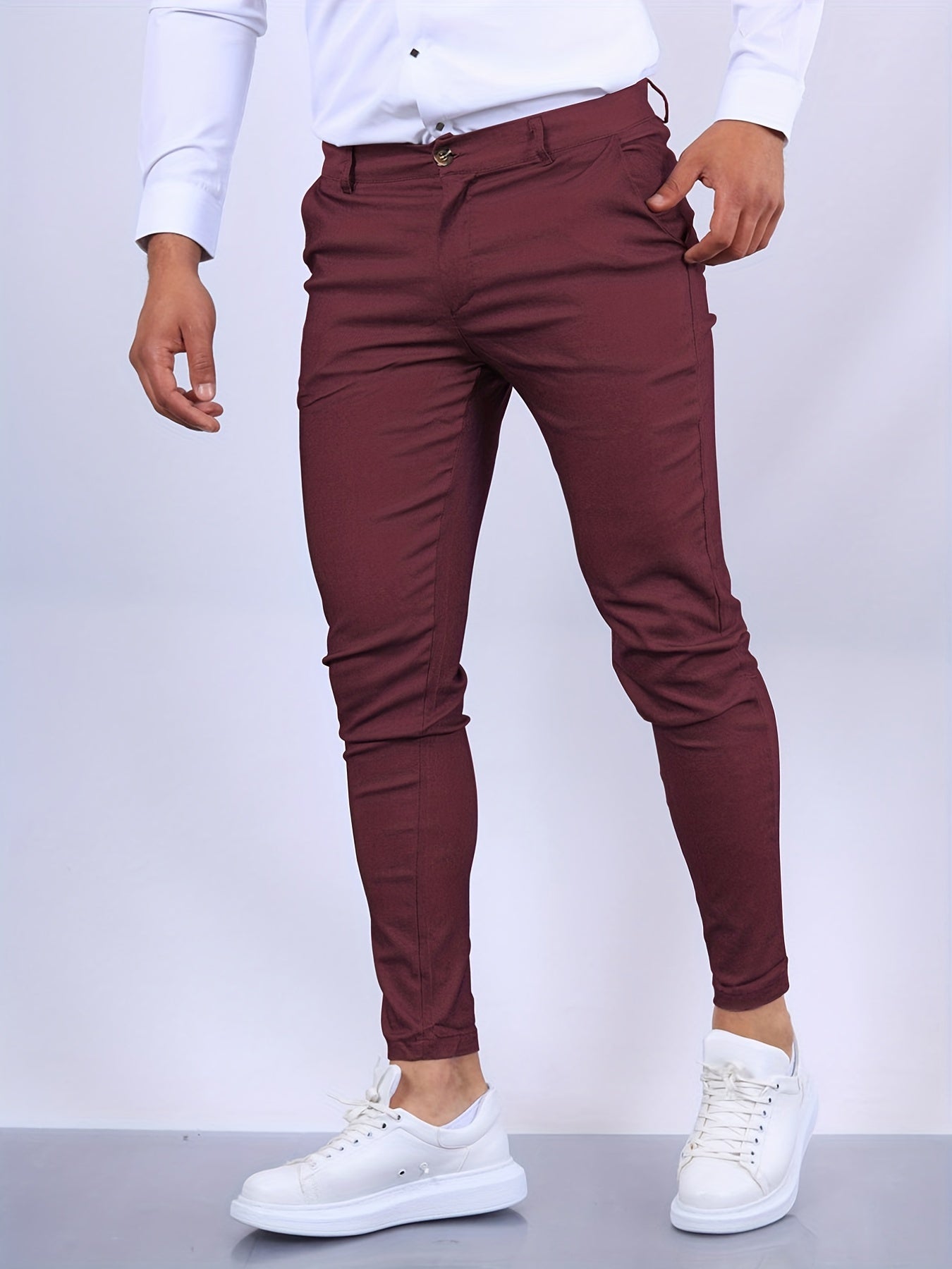 Pantaloni Eleganti Slim Fit da Uomo in Tessuto Elasticizzato