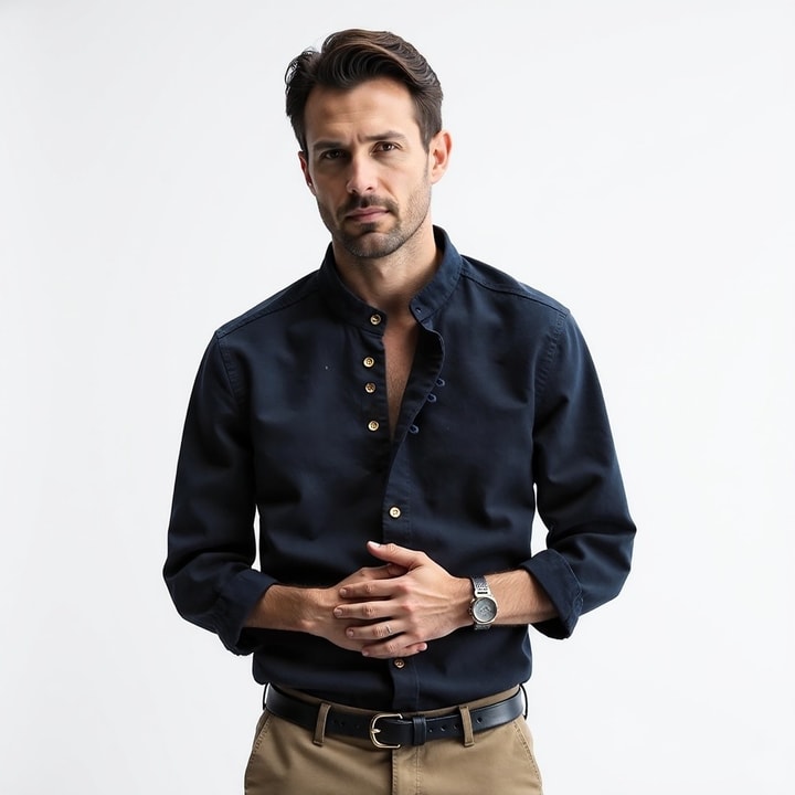 Camicia di Lino Giapponese con Dettagli Eleganti per Uomo