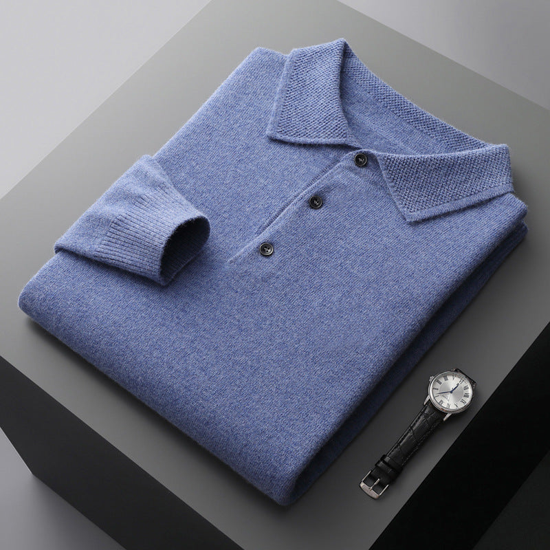 Polo uomo – Cashmere premium – Manica lunga – Vestibilità classica elegante