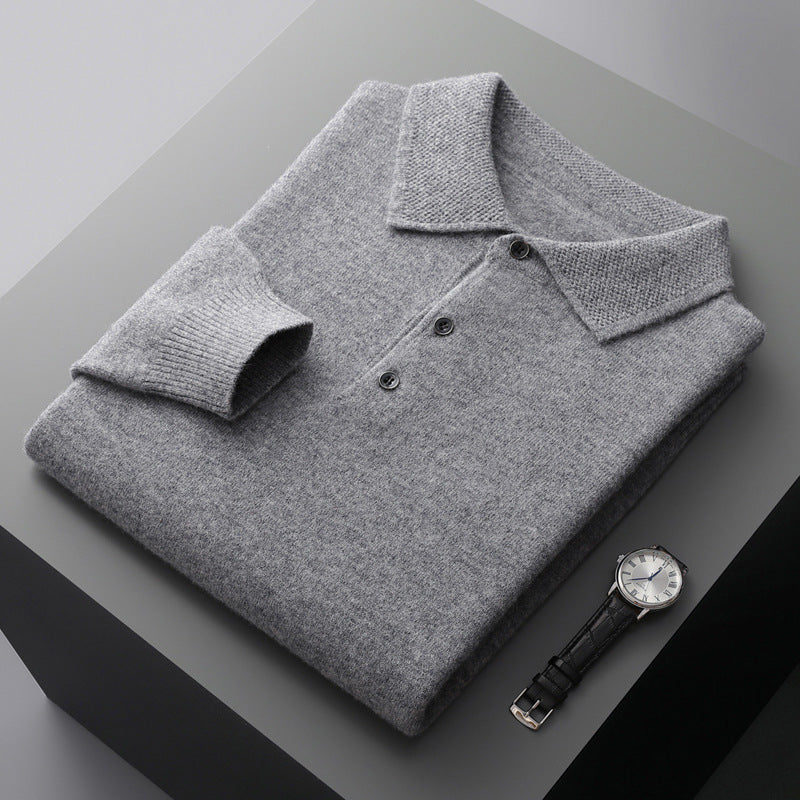 Polo uomo – Cashmere premium – Manica lunga – Vestibilità classica elegante