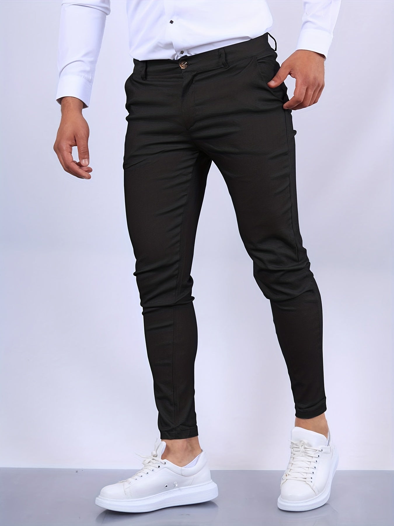 Pantaloni Eleganti Slim Fit da Uomo in Tessuto Elasticizzato