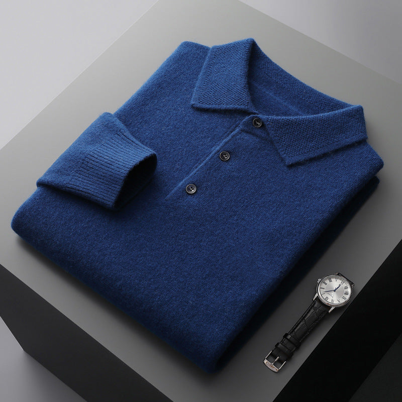 Polo uomo – Cashmere premium – Manica lunga – Vestibilità classica elegante