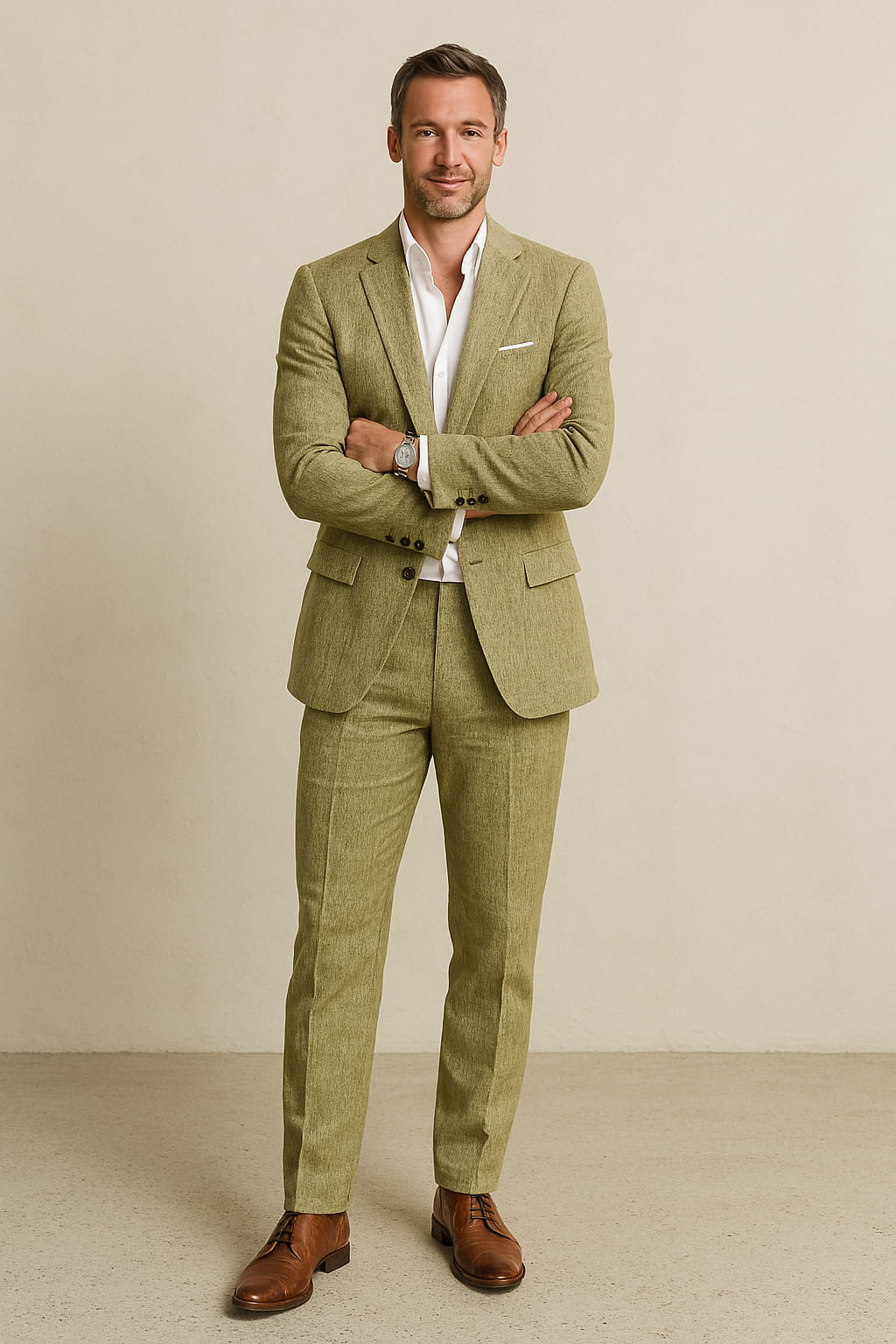 Completo Uomo – Lino Traspirante – Taglio Sartoriale – Due Bottoni – Revers Classico
