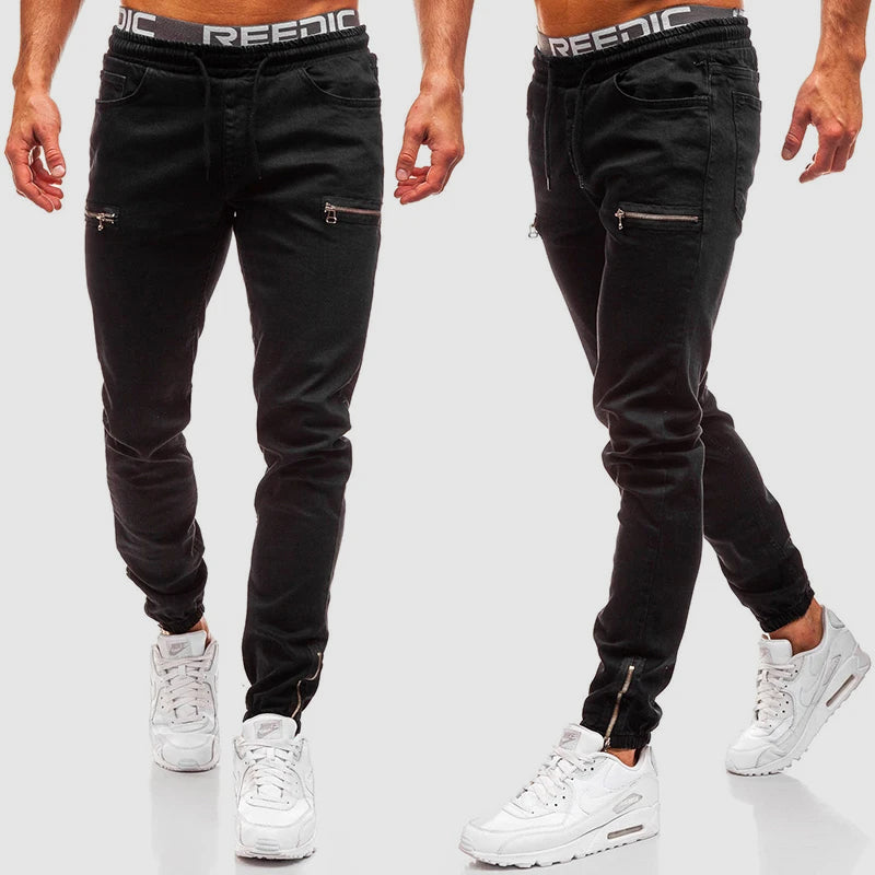 Jeans Slim Fit con Zip e Design Effetto Ghiacciato