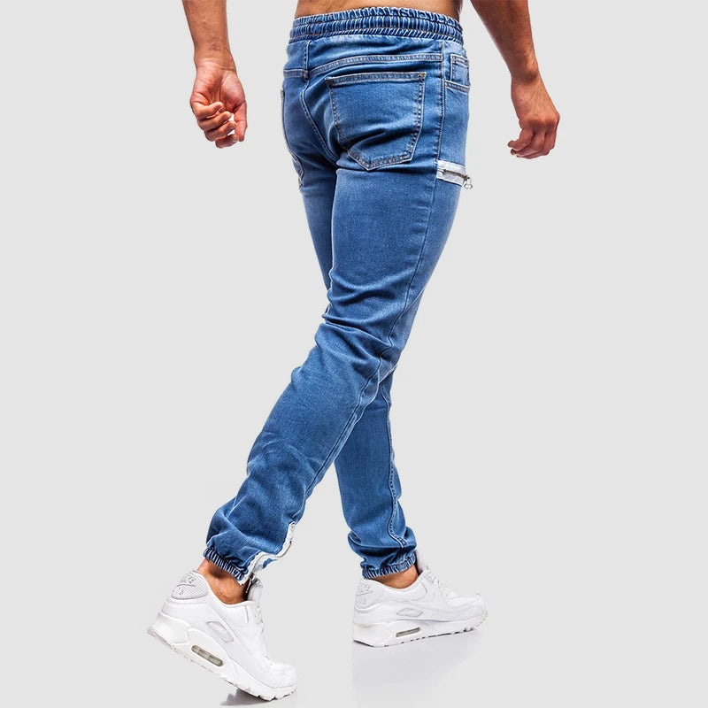 Jeans Slim Fit con Zip e Design Effetto Ghiacciato