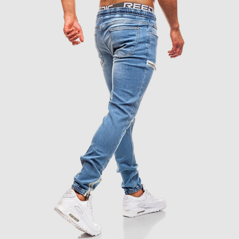 Jeans Slim Fit con Zip e Design Effetto Ghiacciato