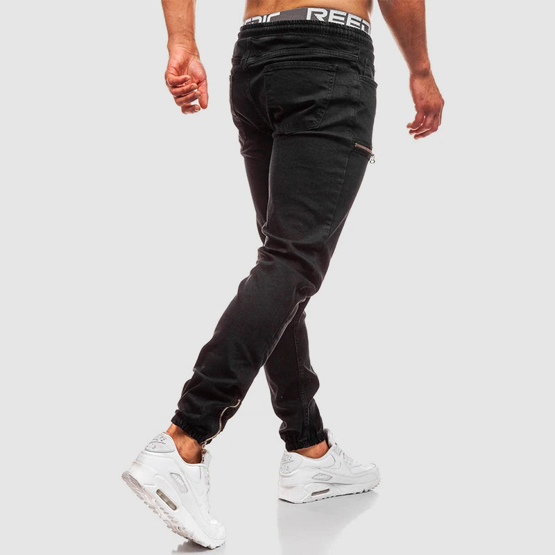 Jeans Slim Fit con Zip e Design Effetto Ghiacciato