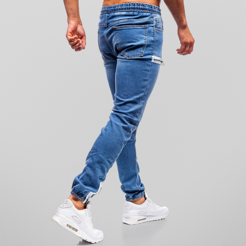 Joggers in Denim Elasticizzato con Vita Elasticizzata e Orli Affusolati