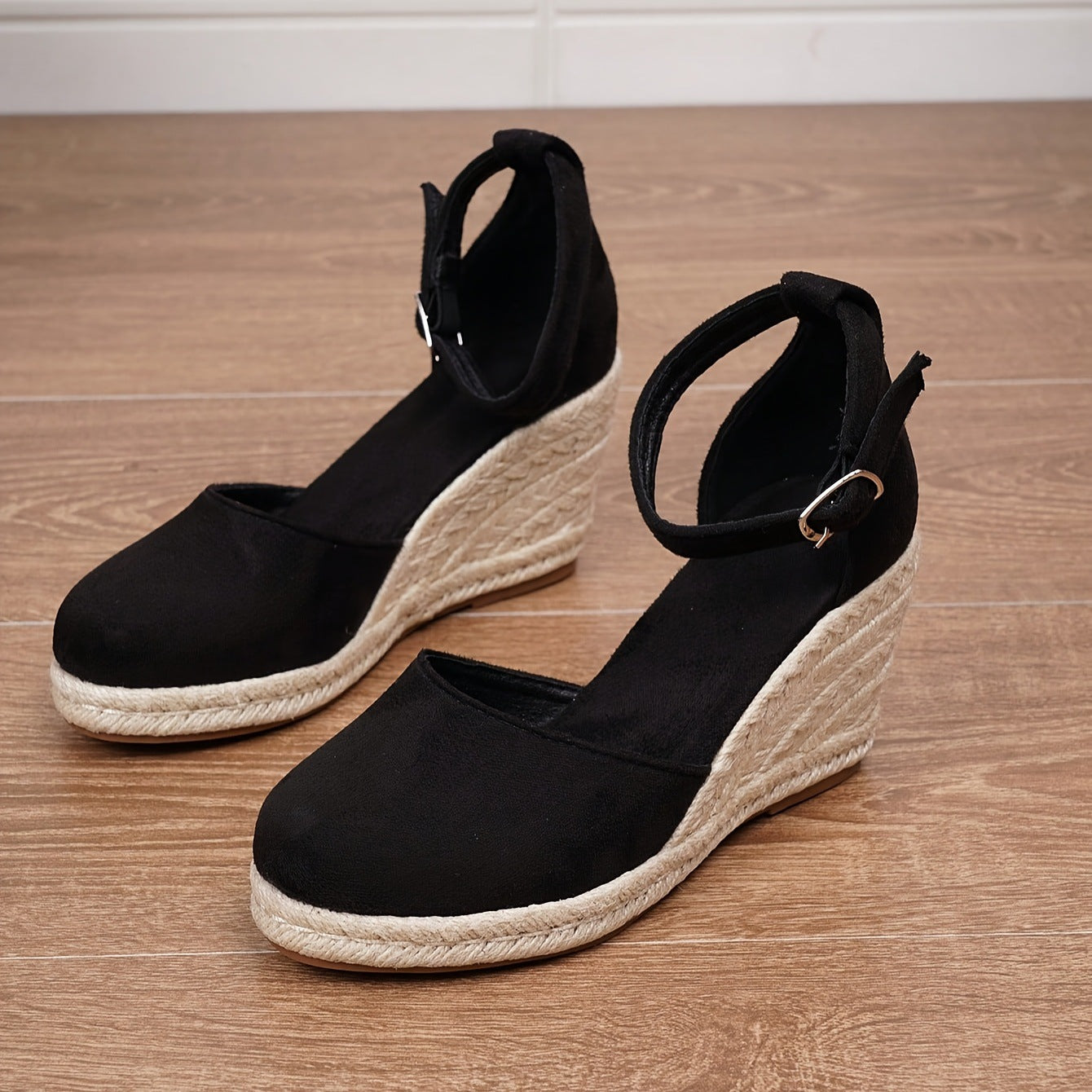 Sandali con Zeppa da Donna – Punta Chiusa – Cinturino Regolabile – Stile Espadrillas