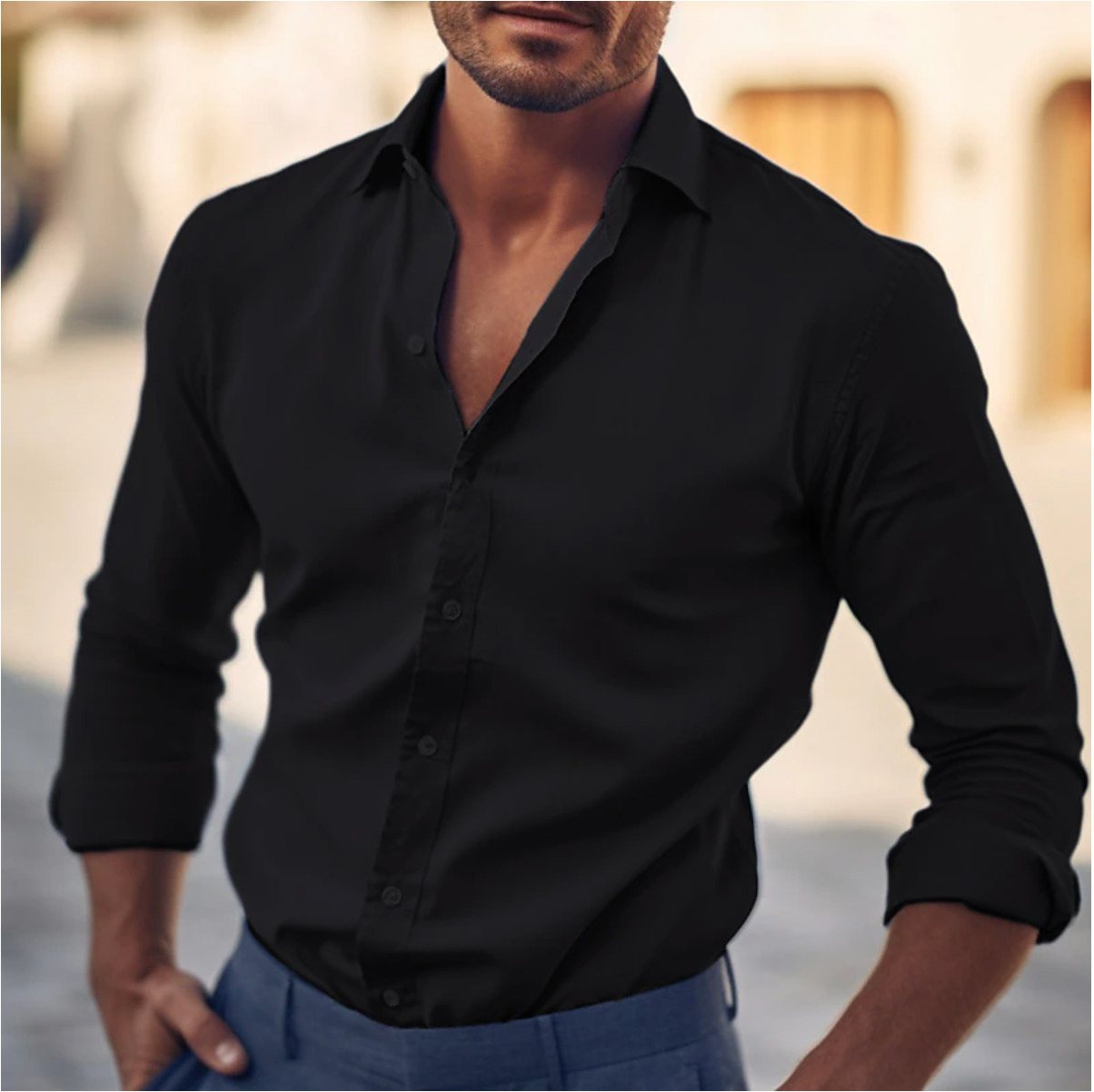 Camicia Uomo – Slim Fit – Manica Lunga – Colletto Classico – Cotone Traspirante