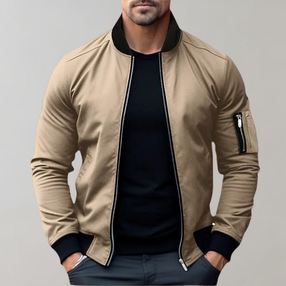 Giubbotto Bomber da Uomo – Vestibilità Slim – Tessuto Leggero Traspirante – Colletto Alto