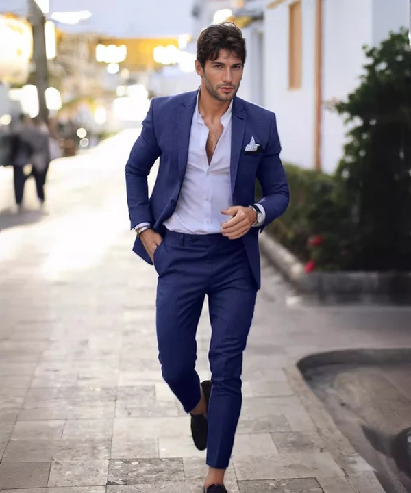 Completo uomo giacca e pantalone – slim fit – tessuto liscio elegante – stile formale
