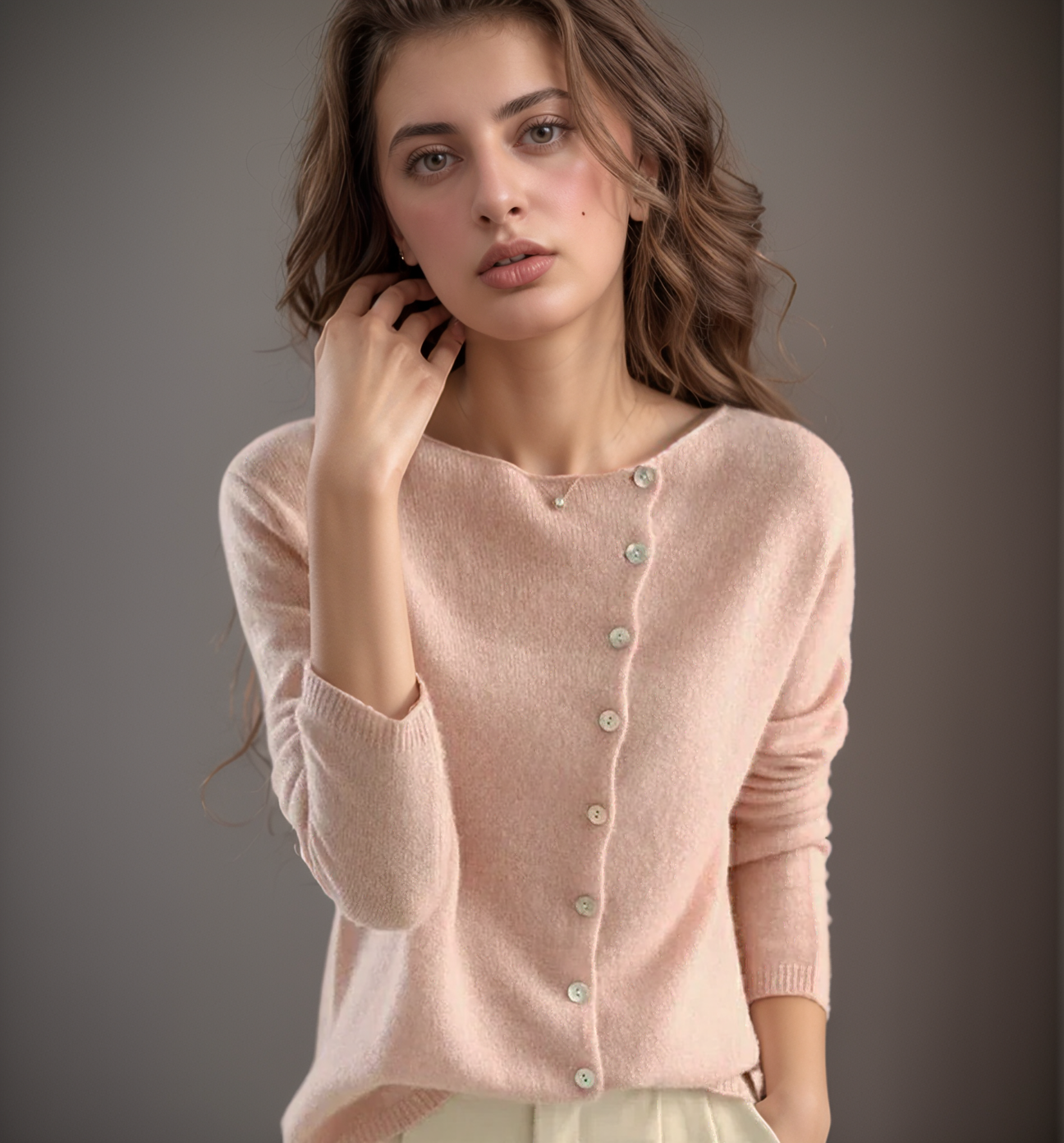 Cardigan Morbido da Donna con Bottoni in Maglia