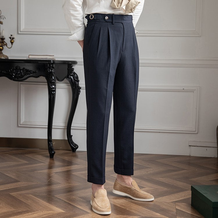 Pantaloni uomo a vita alta vintage con taglio classico ed elegante