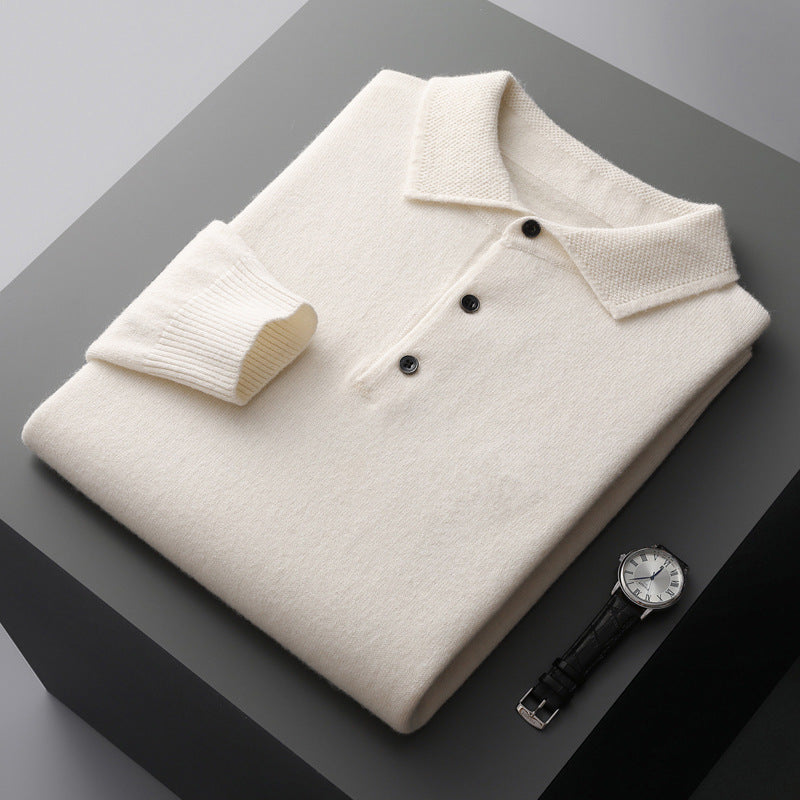 Polo uomo – Cashmere premium – Manica lunga – Vestibilità classica elegante