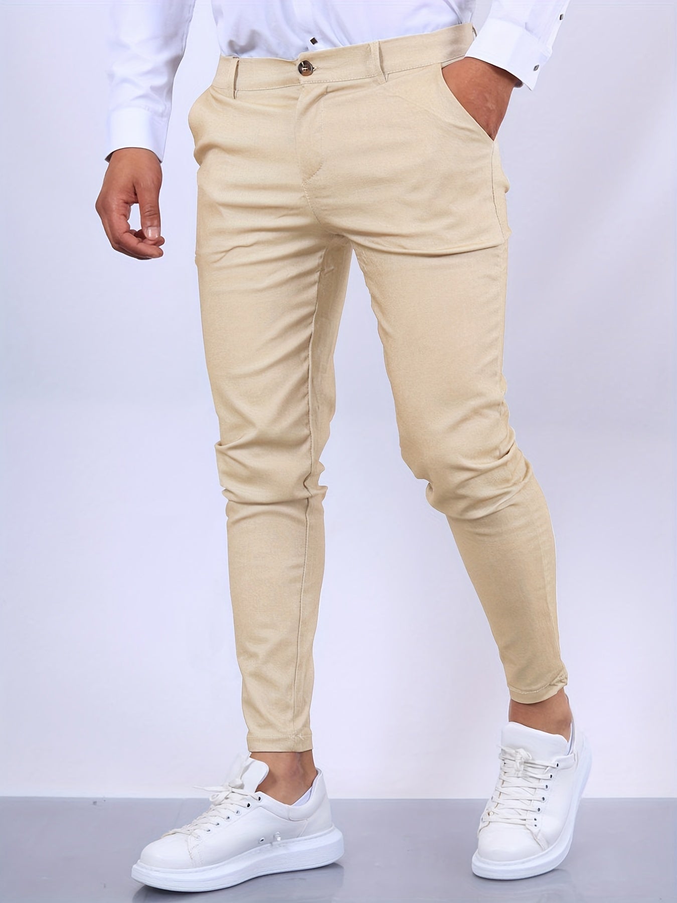 Pantaloni Eleganti Slim Fit da Uomo in Tessuto Elasticizzato