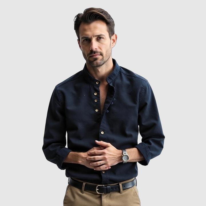 Camicia di Lino Giapponese con Dettagli Eleganti per Uomo