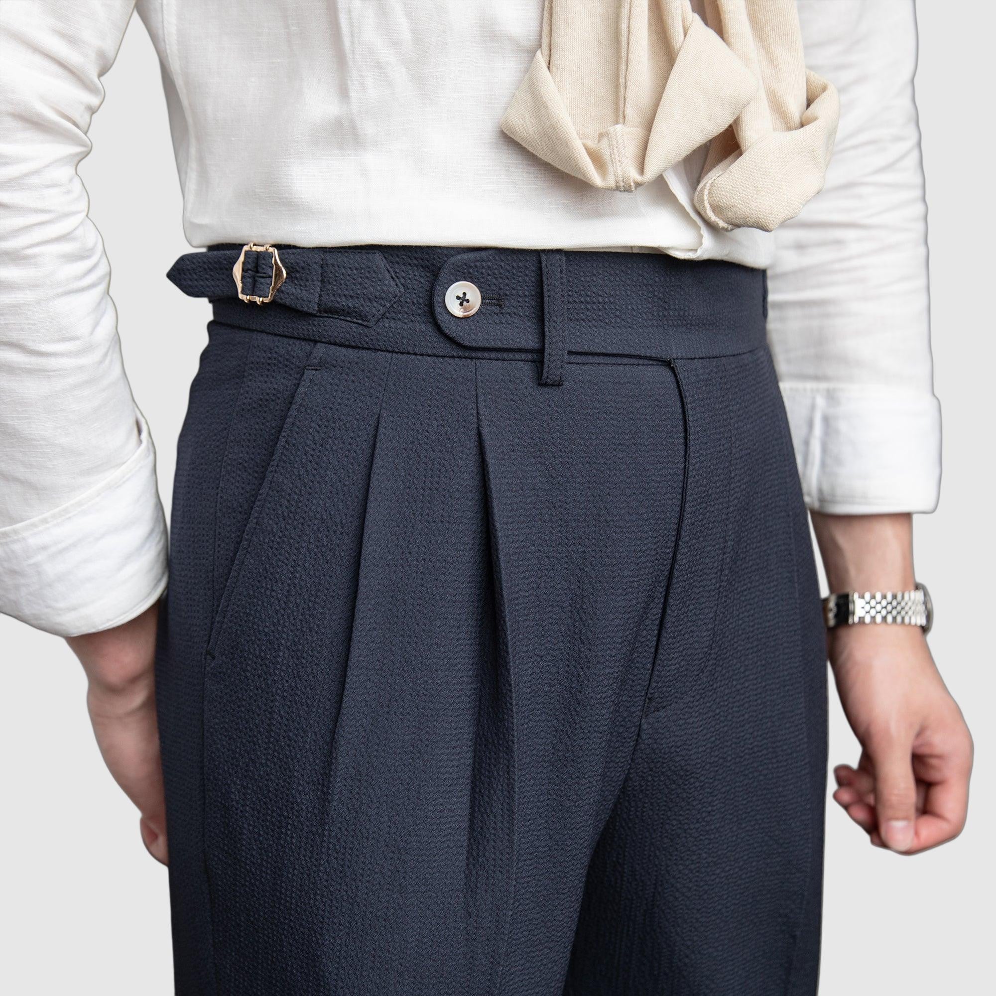 Pantaloni uomo a vita alta vintage con taglio classico ed elegante