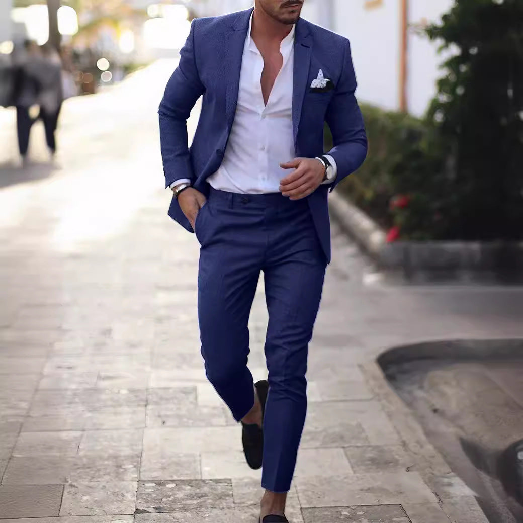 Completo uomo giacca e pantalone – slim fit – tessuto liscio elegante – stile formale