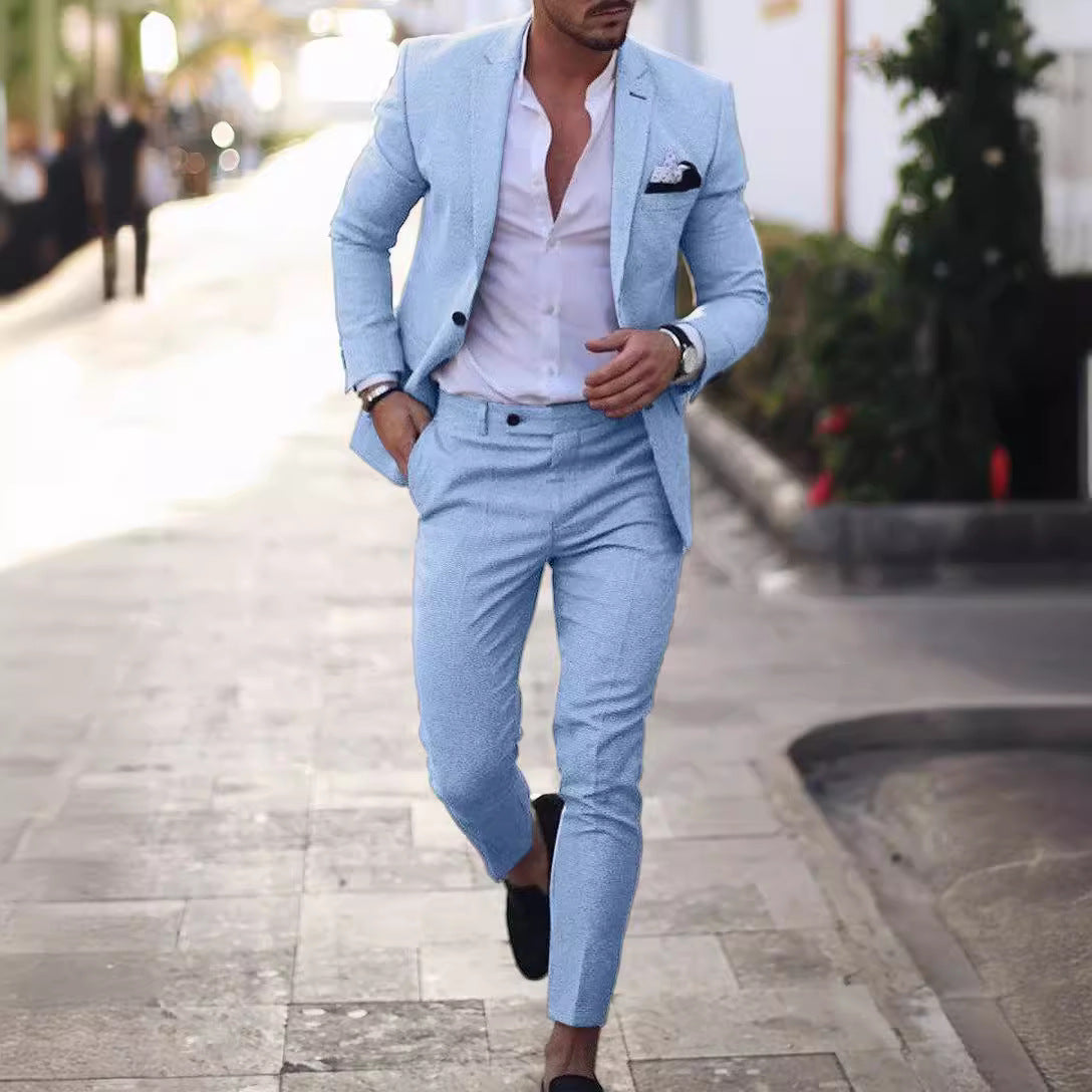 Completo uomo giacca e pantalone – slim fit – tessuto liscio elegante – stile formale